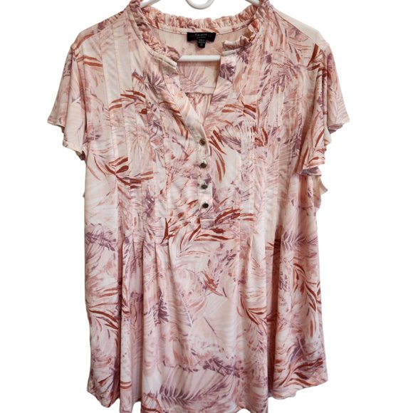 Cocomo Tops - COCOMO Mauve Pink Rose Blouse w/flouncy cap sleeves Size 2X